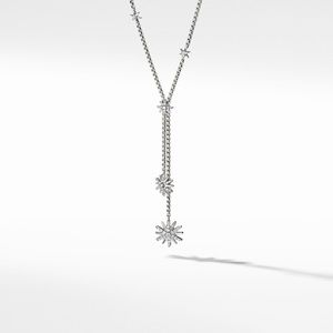 David Yurman 925 Silver and Diamond Starburst Lariat “Y” Necklace